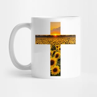 Sunflower Field Sunset Cross Mug